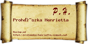 Prohászka Henrietta névjegykártya