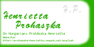 henrietta prohaszka business card